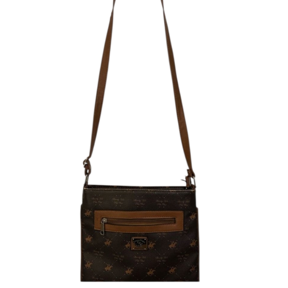 Beverly Hills Polo Club Brown Tan Crossbody Bag with Signature Style